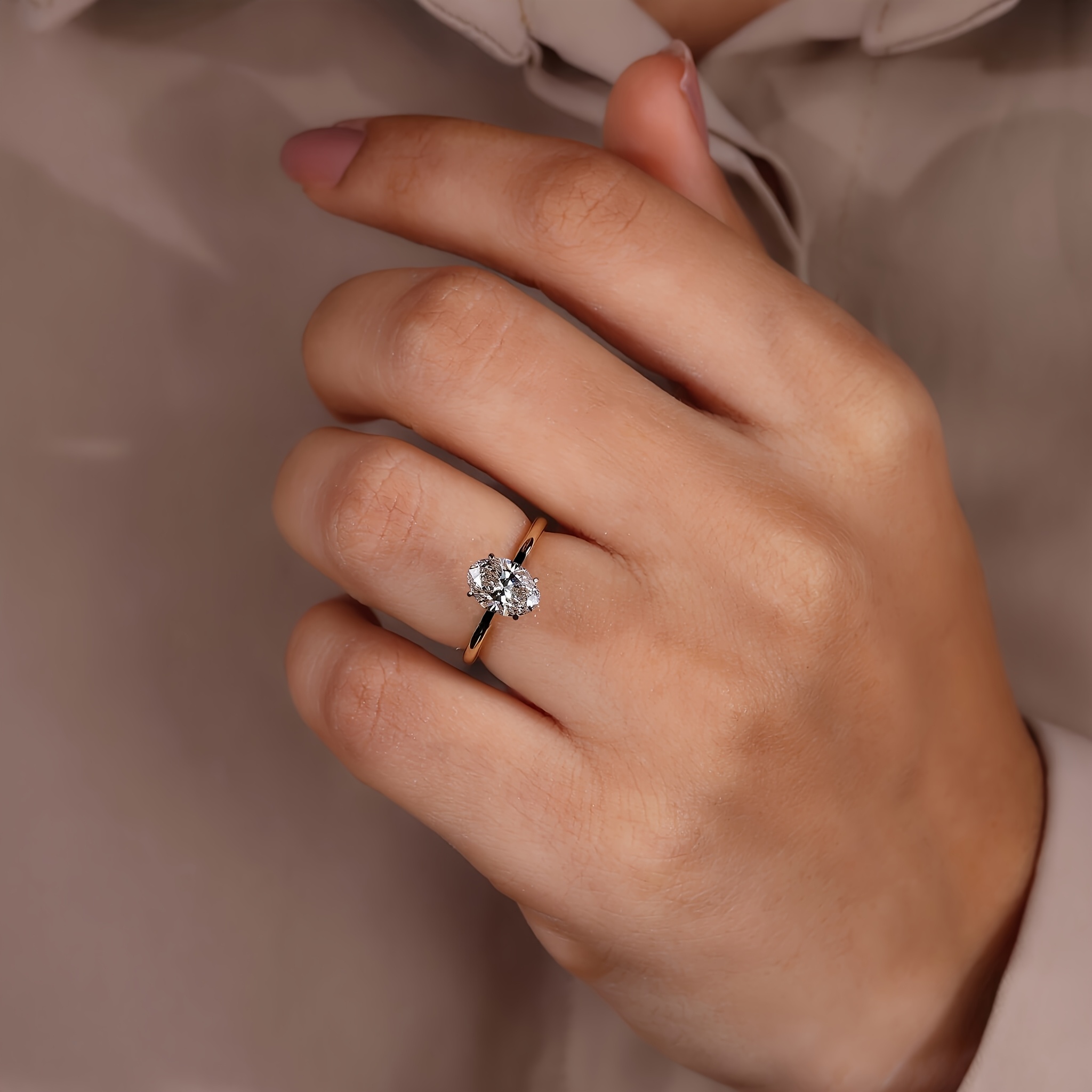 Women's 1/2/3 Carat Oval Moissanite Ring in 925 Silver
